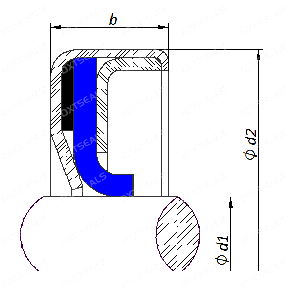 HN 2390 PTFE Rotary Shaft Seal - Cross section